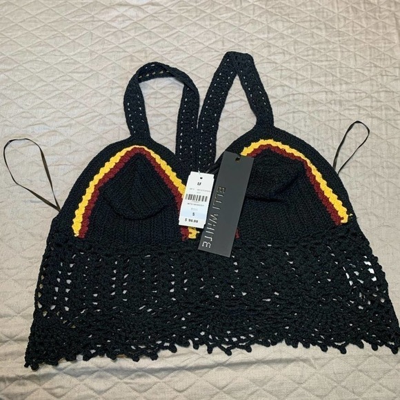 Elli White crochet top LF Tops Black & Red S - Picture 6 of 8